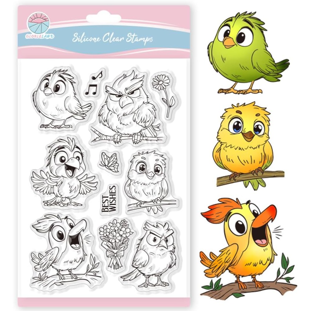 Clear Silicone Stamps For Card Making - 面白い鳥クリアスタンプスクラップブッキング用花蝶シリコーンスタンプ音楽動物透明スタンプカード作成 DIY