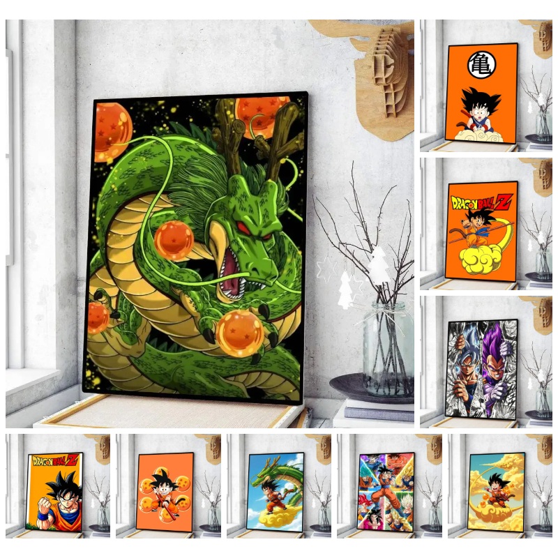 5D Diamond Painting Kit Full Drill - ドラゴンボールZ、シェンロン、アニメ、5Dフルラウンドドリル、ダイヤモンドペイントキット、ドラゴンボール、モザイク刺繍アート、家庭用壁飾り、DIYクラフト