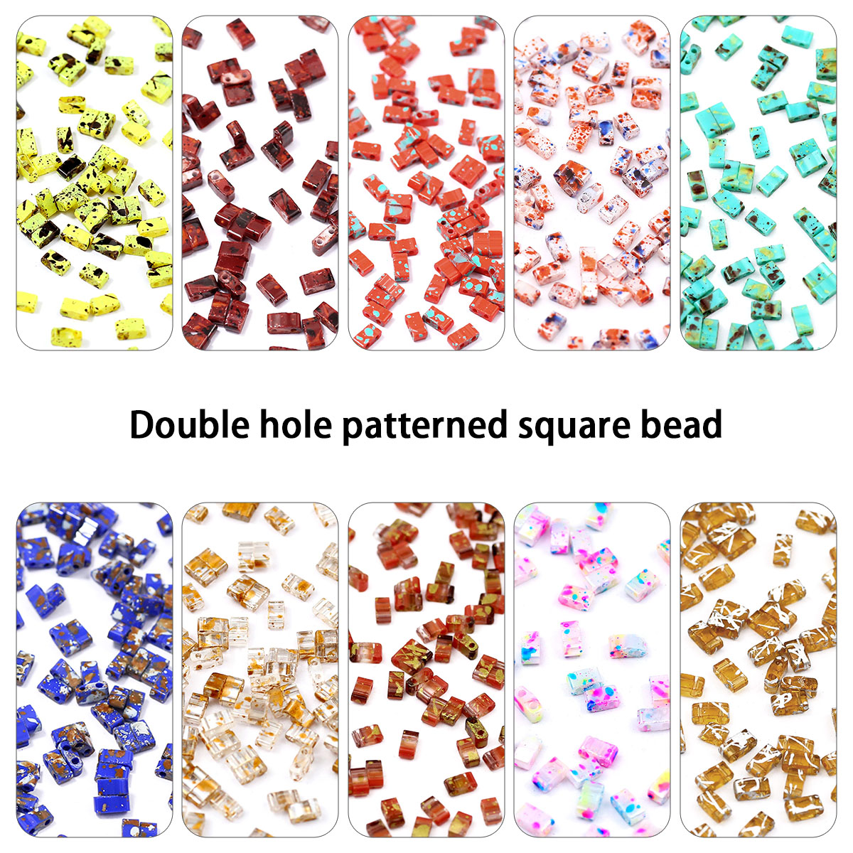 Glass Seed Beads 2Mm Jewelry Making - 5 × 2 ミリメートルピカソカラーダブル穴ガラスティラビーズアクリルスペーサールースビーズジュエリーメイキング用ブレスレット DIY イヤリング