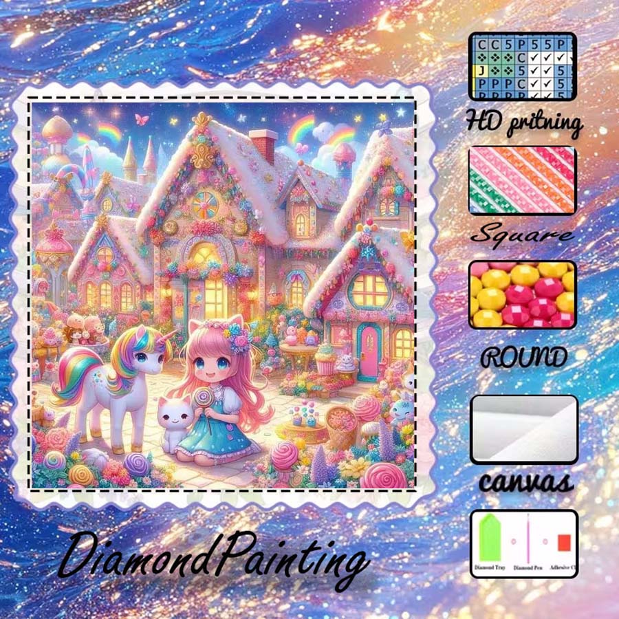 5D Diamond Painting Kit Full Drill - 1ピース5D DIYフロッキングクロス、特殊ドリル、ダイヤモンドペインティングキット、ファンタジー、おとぎ話、パターンモザイク、ダイヤモンドアート