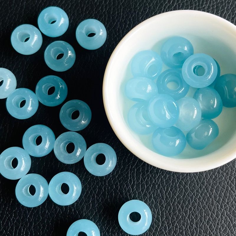 Beading - 10個入り 天然の海藍色の宝石ビーズ 大穴タイプ DIYブレスレット、イヤリング、チャーム、翡翠製ジュエリー、ファッションアクセサリー、お守り、女性・男性へのギフト