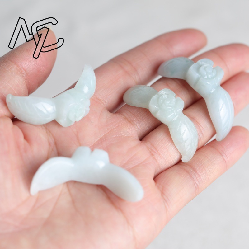 2PC ナチュラルホワイト翡翠翡翠ローズブレスレットペンダン - Beading のレビューと価格