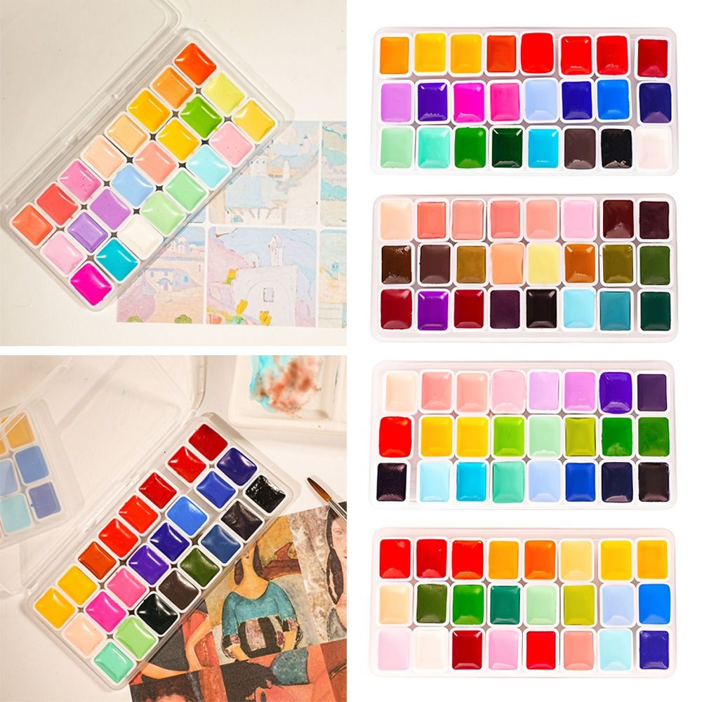 24色水彩絵の具セット プラスチック製 各色1ml アクアレ - Watercolor Paint Set Solid Pigment のレビューと価格