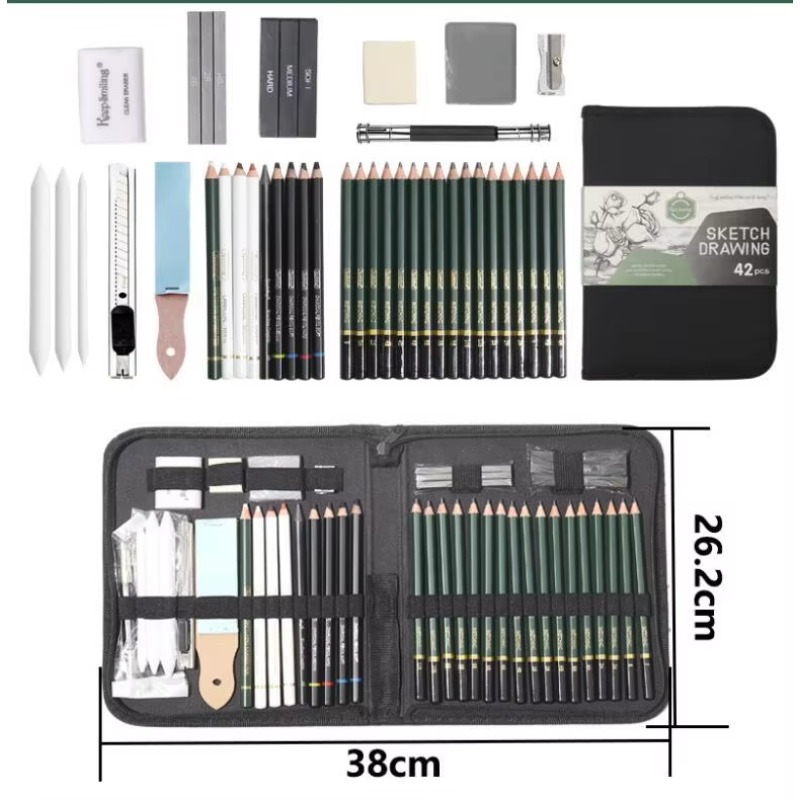 メーカー卸売ポータブル42本グラファイトスケッチ鉛筆画材スケ - Painting Supplies のレビューと価格