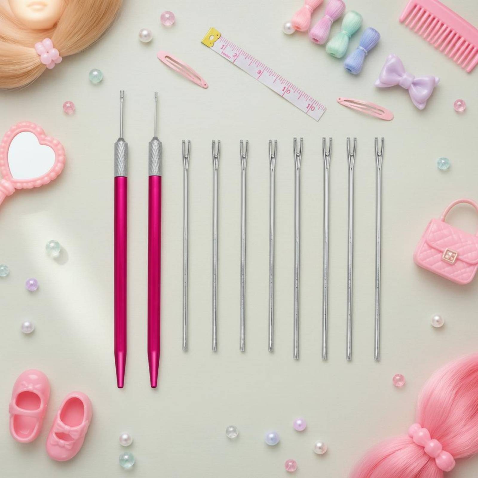 人形の髪の毛植え付けキット ローレットハンドル 人形の髪の毛 - Craft Tools のレビューと価格
