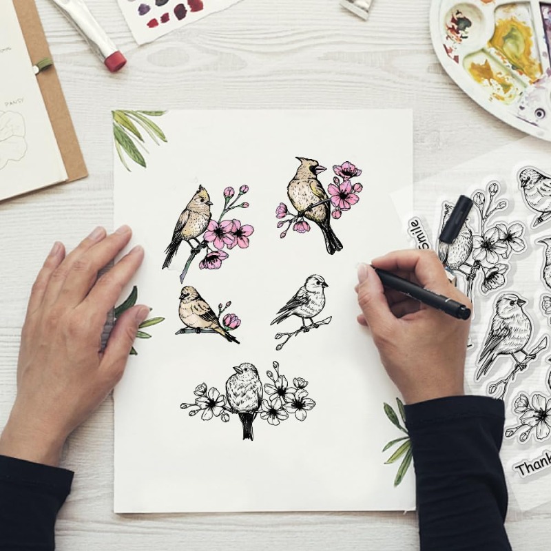 1 シート花鳥クリアスタンプ花鳥装飾クリアスタンプカード作成 - Clear Silicone Stamps For Card Making のレビューと価格
