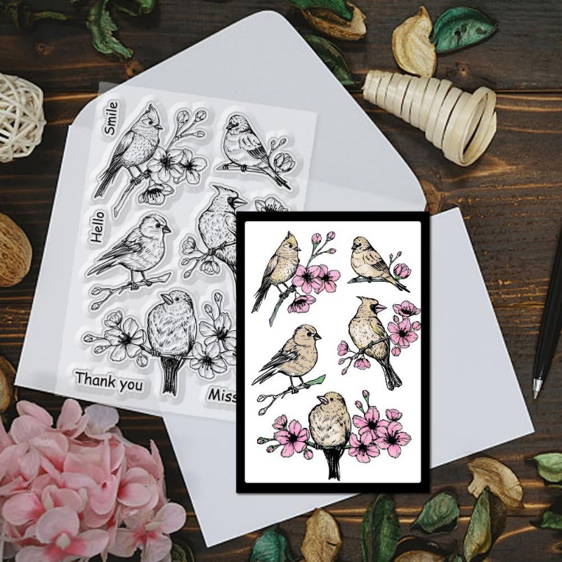 1 シート花鳥クリアスタンプ花鳥装飾クリアスタンプカード作成 - Clear Silicone Stamps For Card Making のレビューと価格