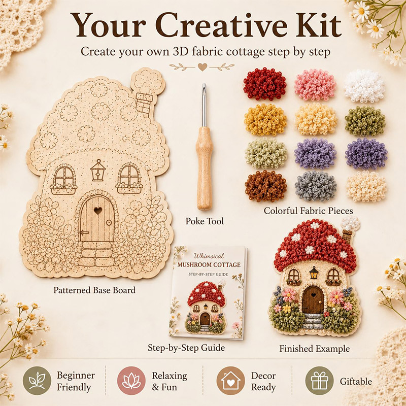 3Dマッシュルームハウス ポケアート DIYキット 布製パン - Craft Tools のレビューと価格