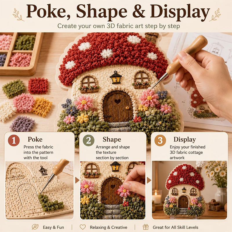 3Dマッシュルームハウス ポケアート DIYキット 布製パン - Craft Tools のレビューと価格