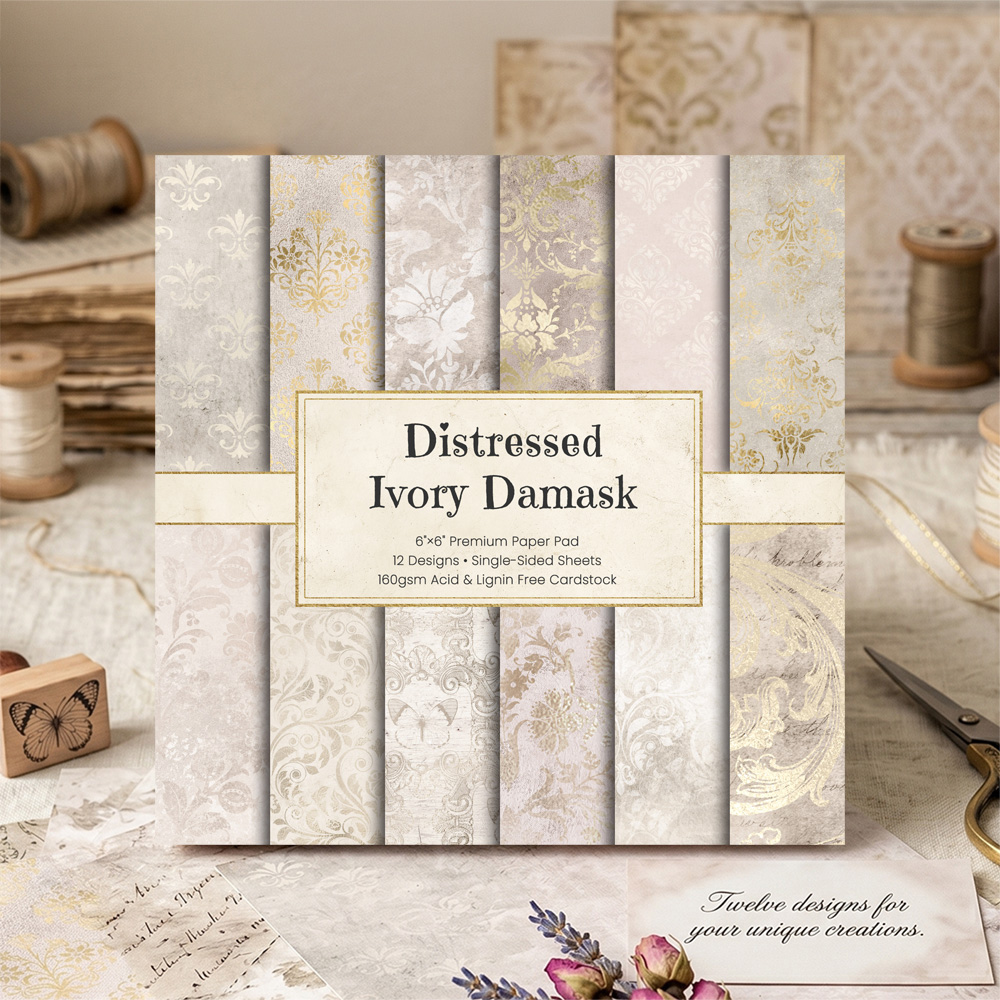 12/24/36枚入り 6インチ ヴィンテージ アイボリー  - Vintage Junk Journal Scrapbooking Paper のレビューと価格