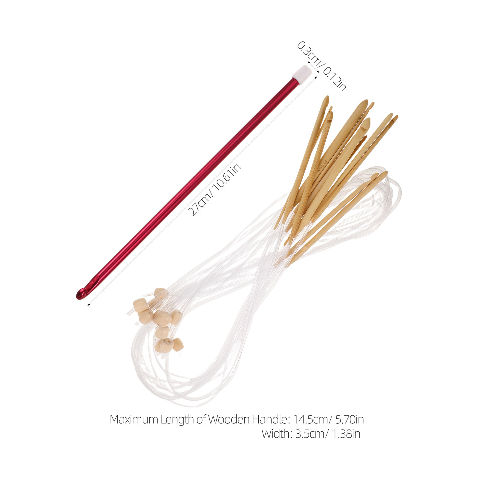 1セットの、鮮やかな色合いの編み針セット - 人間工学に基づ - Wooden Crochet Hooks Ergonomic Handle のレビューと価格