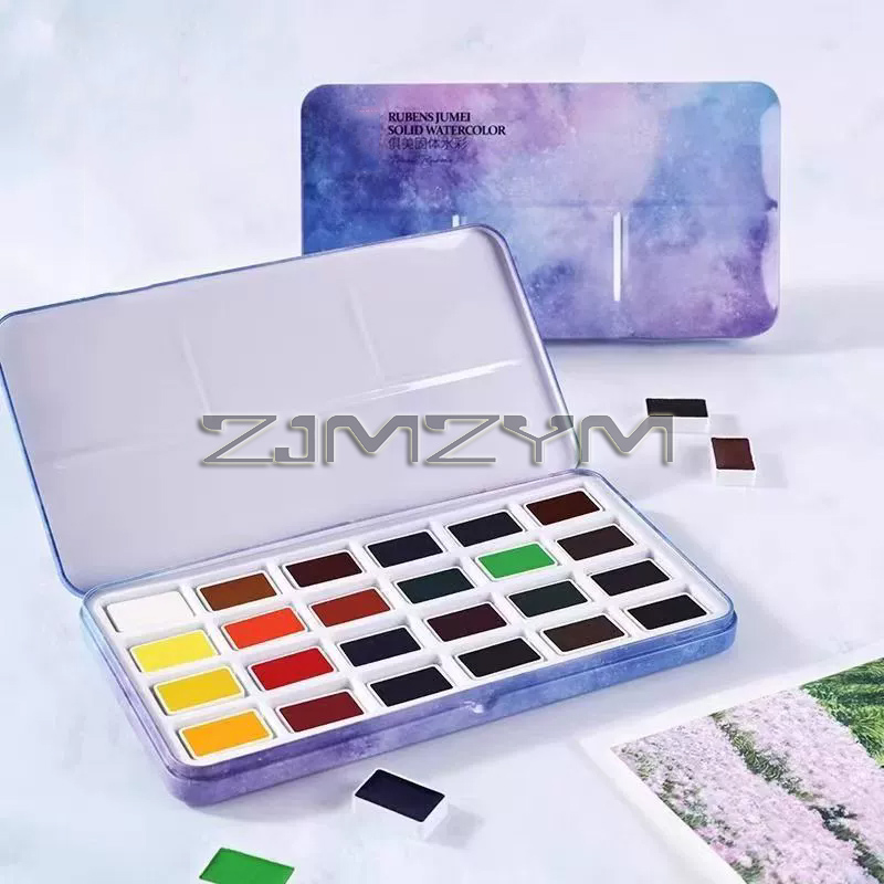 水彩絵の具セット。プロ仕様の水彩絵の具で、24色のアート用顔 - Watercolor Paint Set Solid Pigment のレビューと価格
