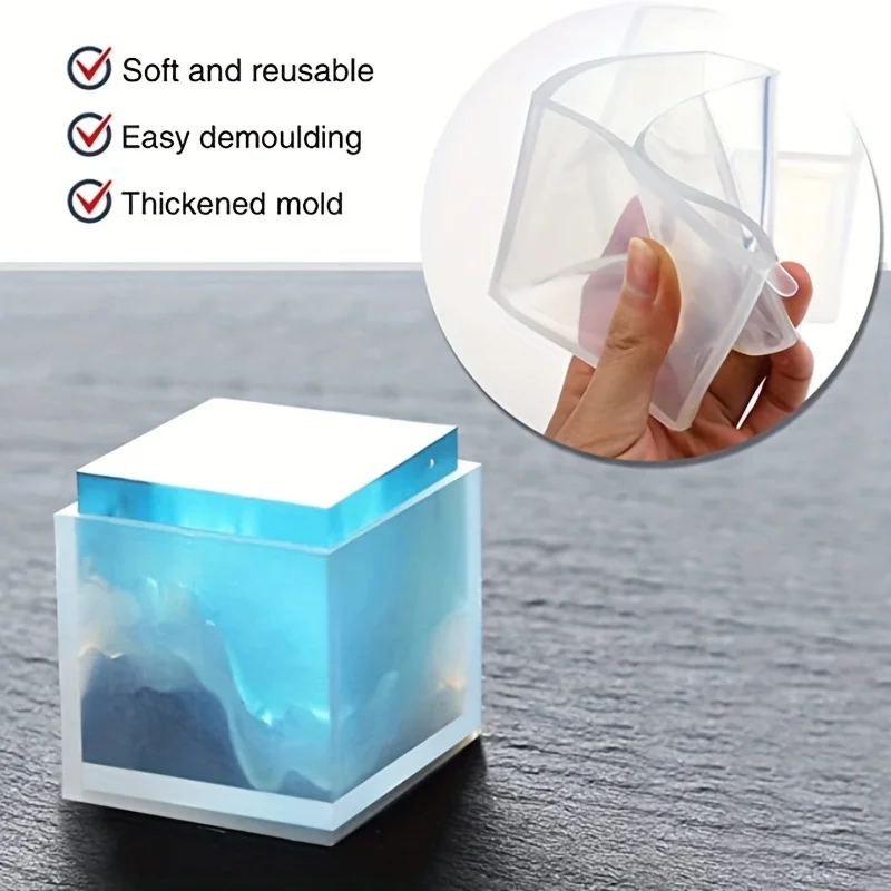 5 個の正方形樹脂モールドシリコーン、エポキシ樹脂注ぐモール - Silicone Epoxy Resin Molds Set のレビューと価格