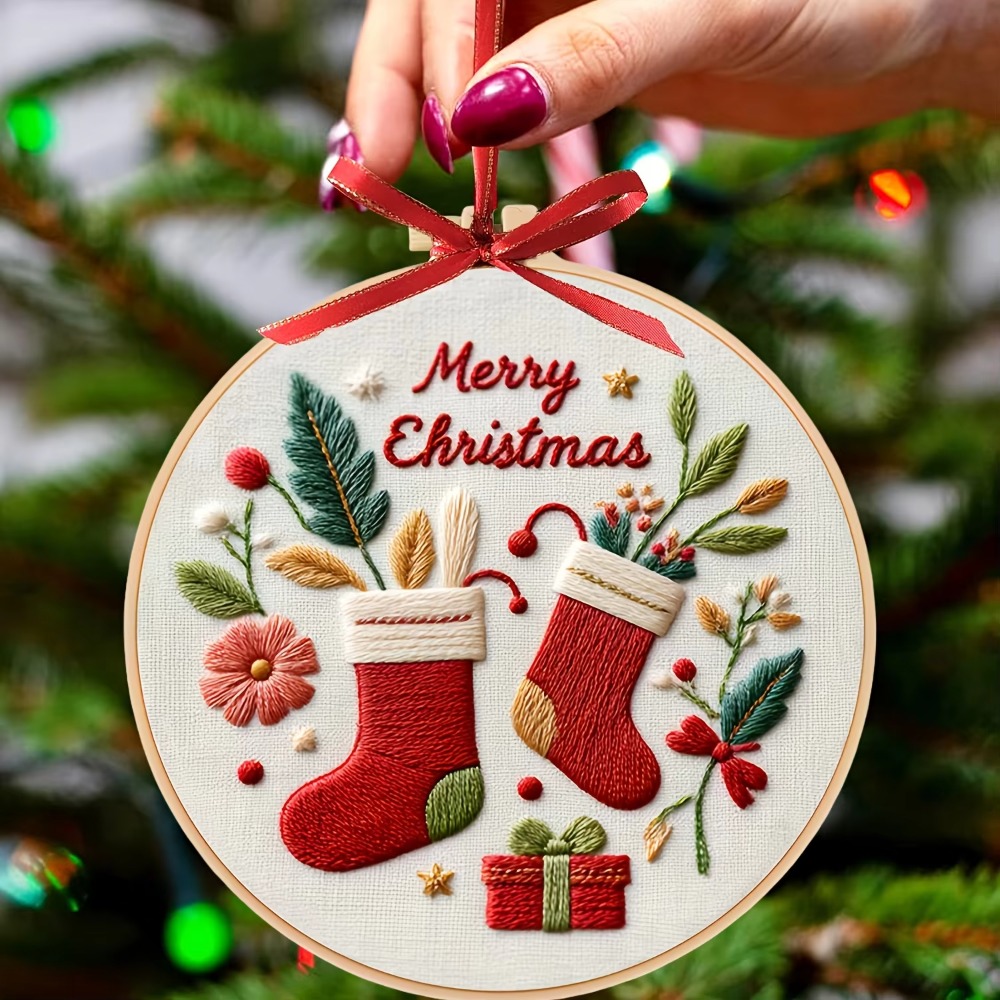 3点セットのクリスマス刺繍キット。初心者でも扱いやすい、刺繍 - Cross Stitch Stamped Kits Beginners のレビューと価格