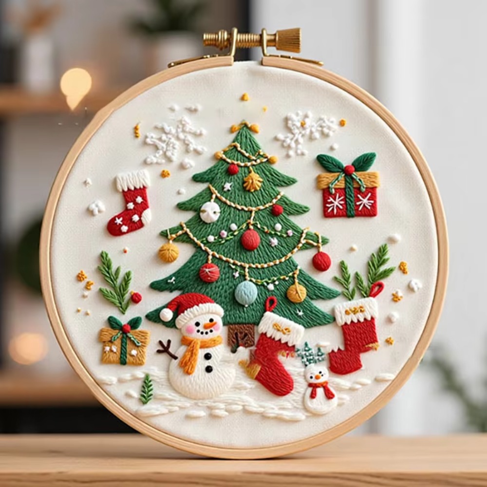 3点セットのクリスマス刺繍キット。初心者でも扱いやすい、刺繍 - Cross Stitch Stamped Kits Beginners のレビューと価格