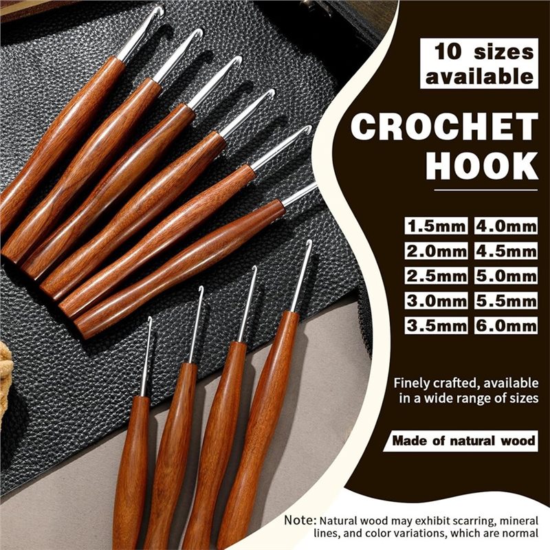AS94-5 5本セット、5種類のサイズのアルミニウム製エル - Wooden Crochet Hooks Ergonomic Handle のレビューと価格